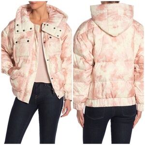 NWT ATM Tie Dye Down Puffer Jacket Medium pink chalk lunar